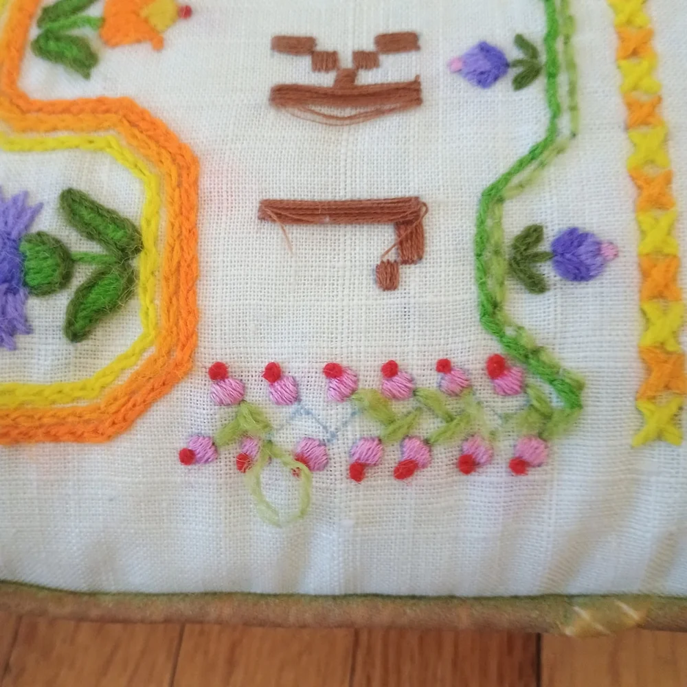 Vintage Finished Bucilla Needlecraft Sampler Decor Throw Pillow 15 X 15 READ